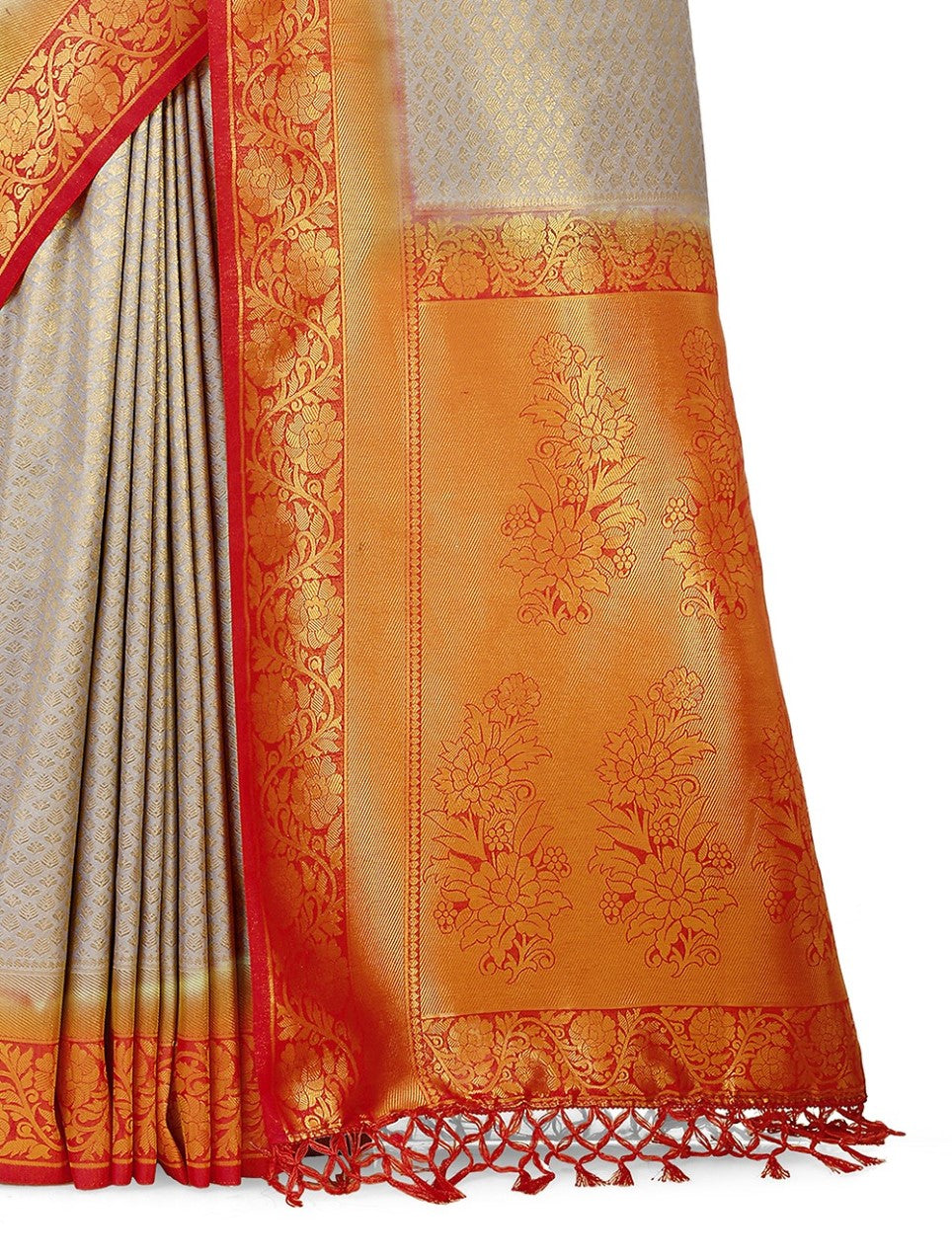 Flourious Fancy Women's Kanjivaram Silk Saree with Unstitched blouse piece