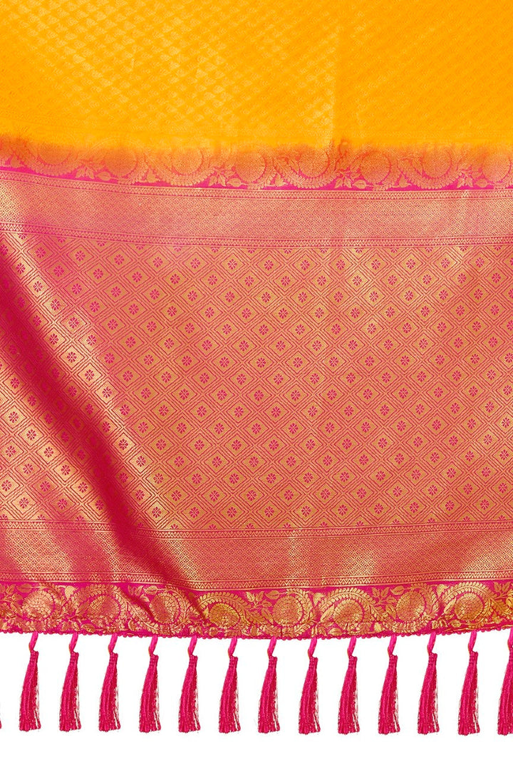 Flourious Fancy Women's Kanjivaram Silk Saree with Unstitched blouse piece