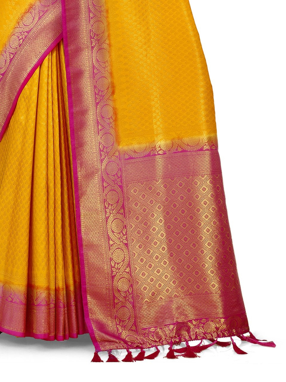 Flourious Fancy Women's Kanjivaram Silk Saree with Unstitched blouse piece