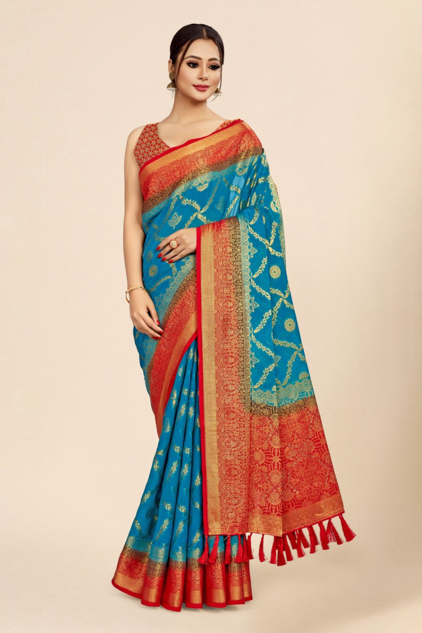 Flourious Pure Georgette Designer Saree for wedding with Siroski work