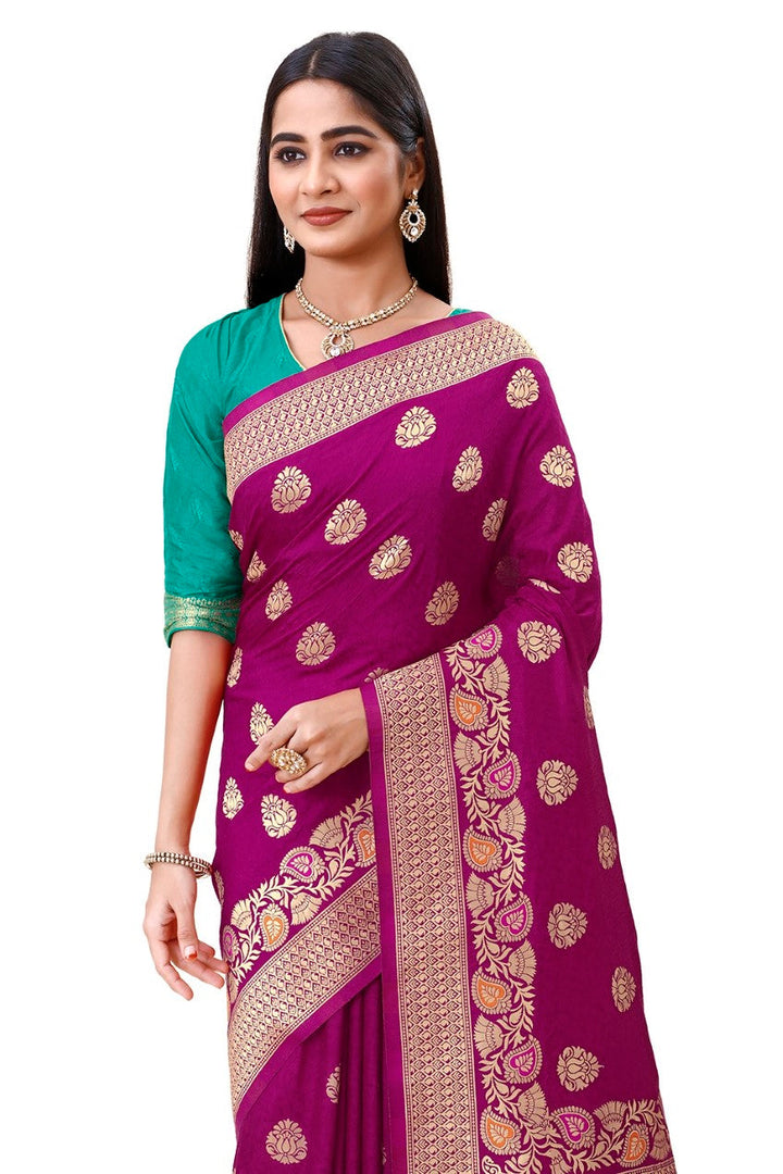 Flourious Fancy Women's Dola Silk Saree with blouse piece