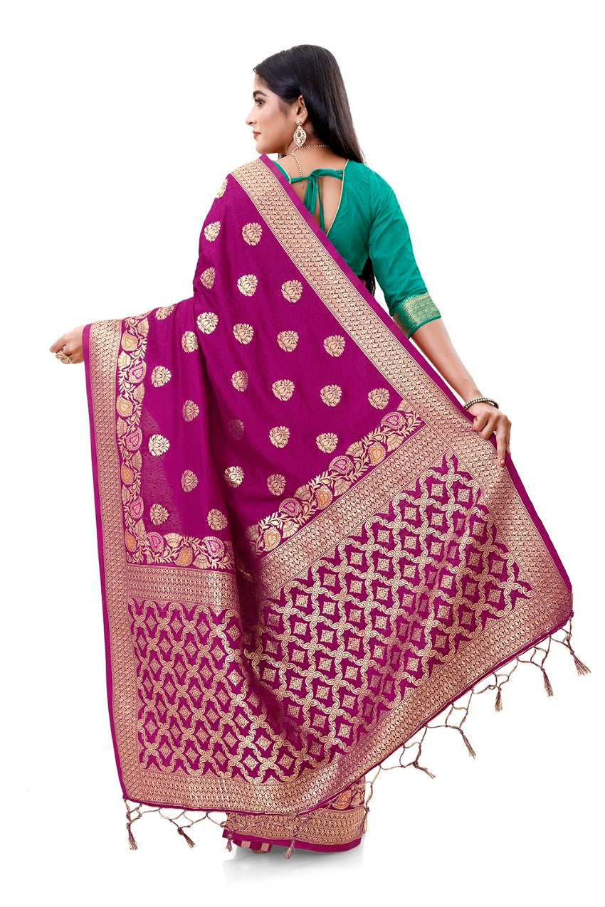 Flourious Fancy Women's Dola Silk Saree with blouse piece