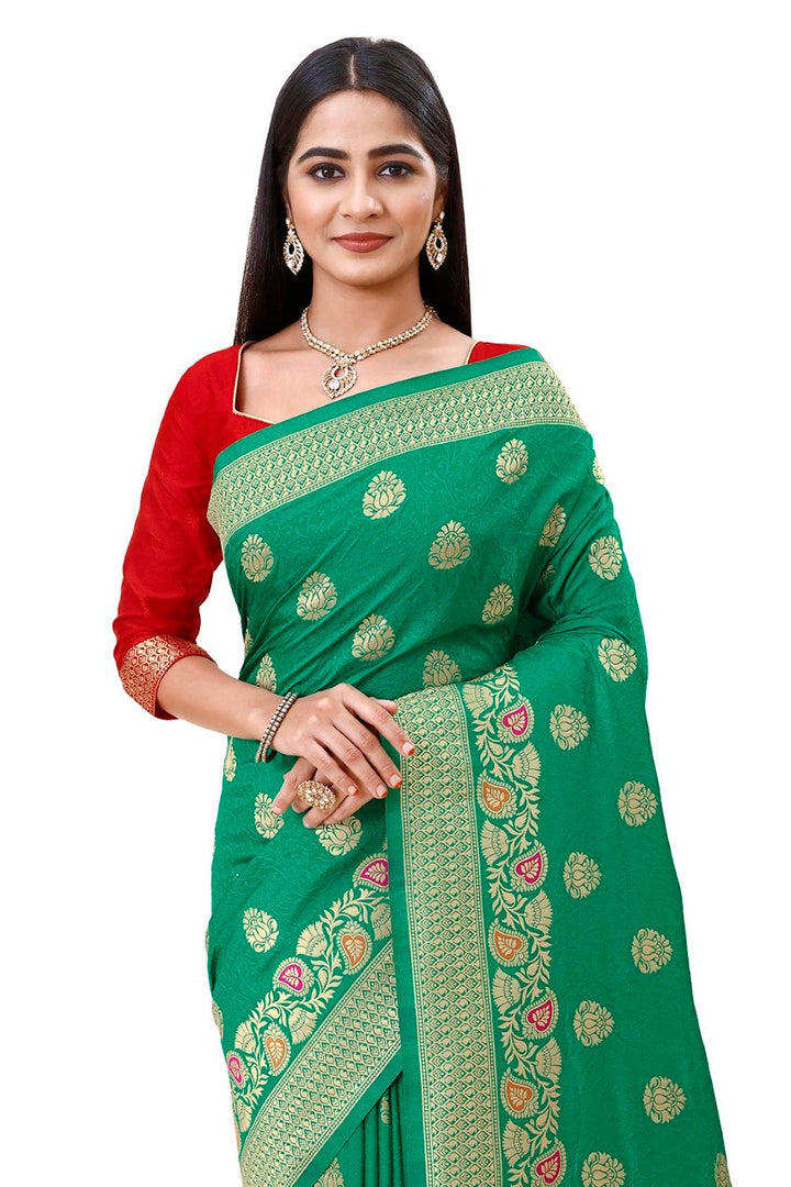 Flourious Fancy Women's Dola Silk Saree with blouse piece