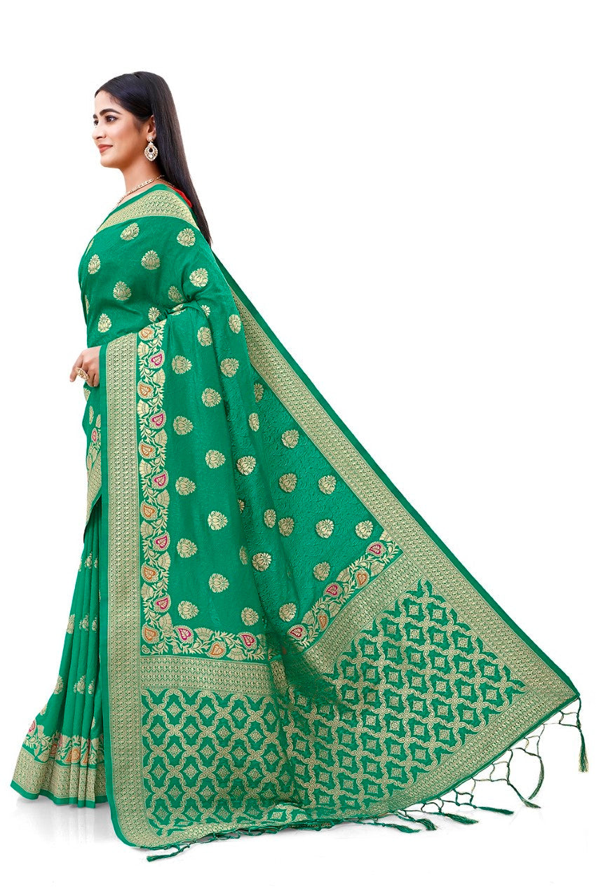 Flourious Fancy Women's Dola Silk Saree with blouse piece