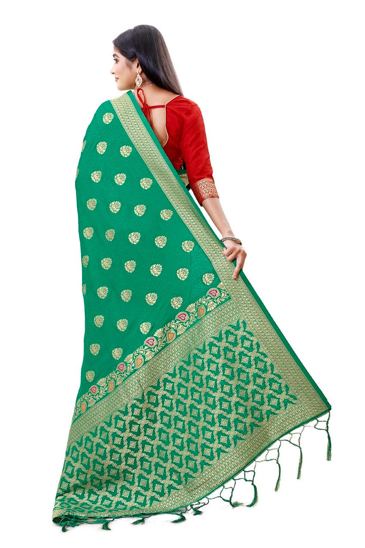 Flourious Fancy Women's Dola Silk Saree with blouse piece