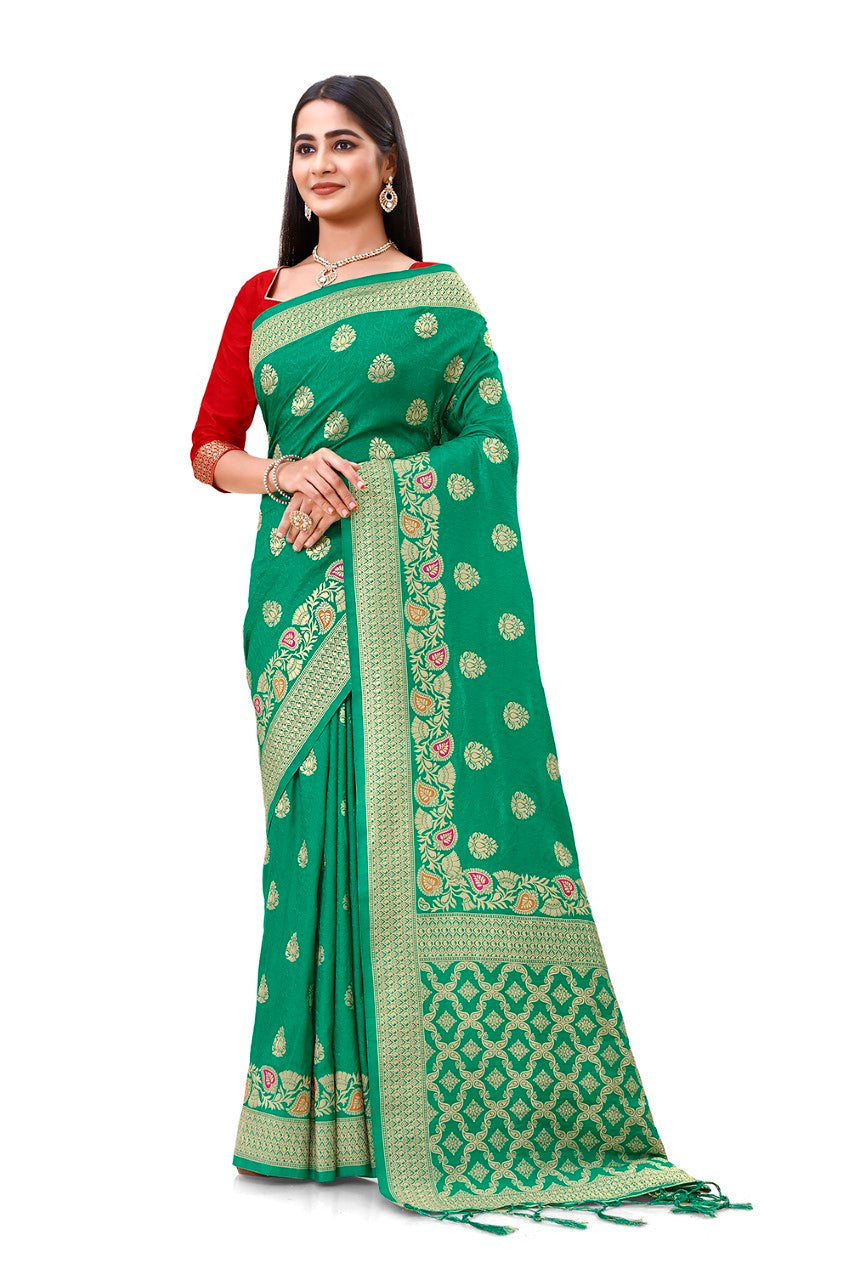 Flourious Fancy Women's Dola Silk Saree with blouse piece