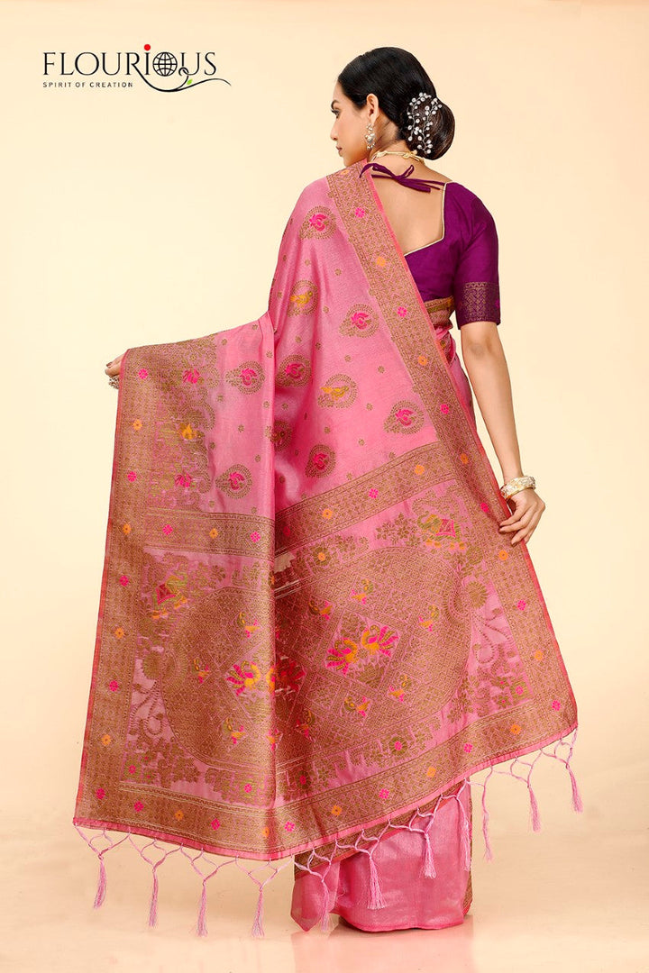 FLOURIOUS Women's Raw Silk Saree for Wedding