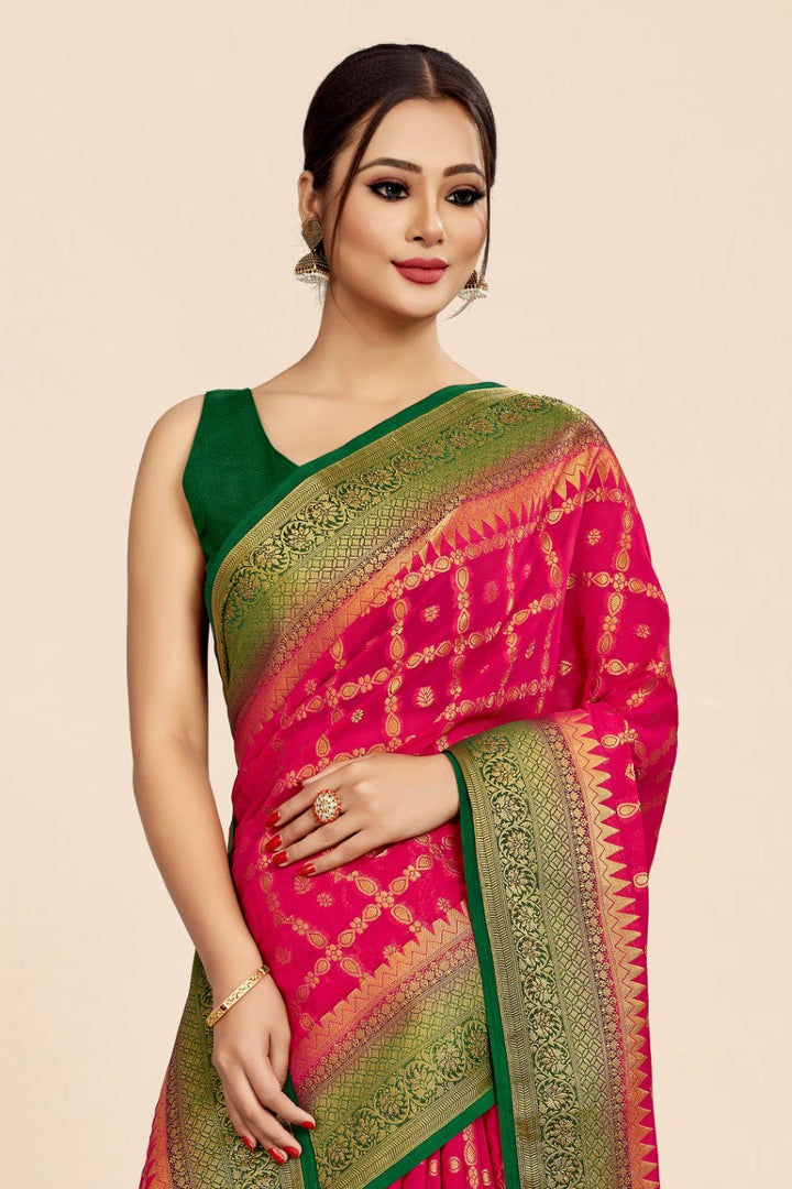 Flourious Pure Georgette saree for wedding with siroski work