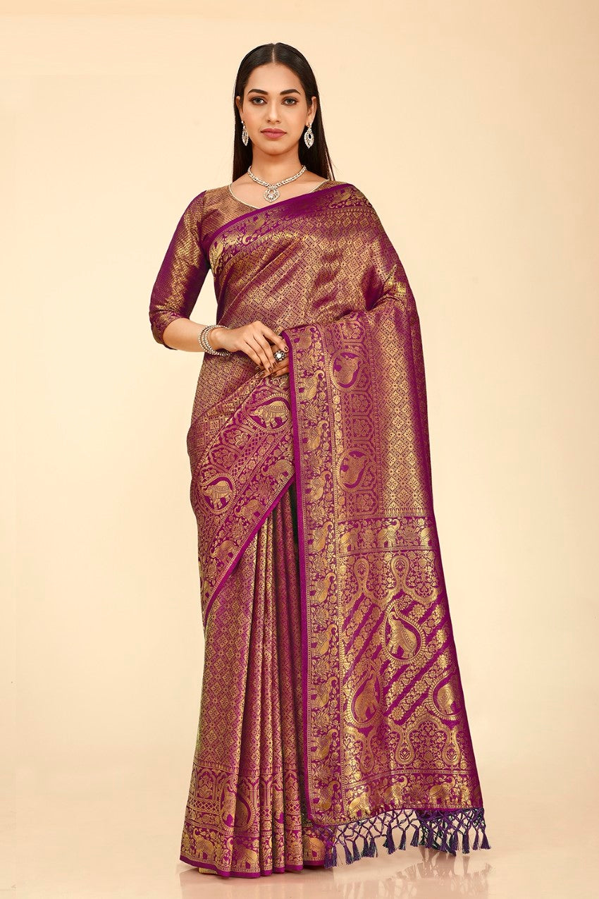 Buy Bridezilla Fab Women Soft Silk Plain Saree With Unstitched