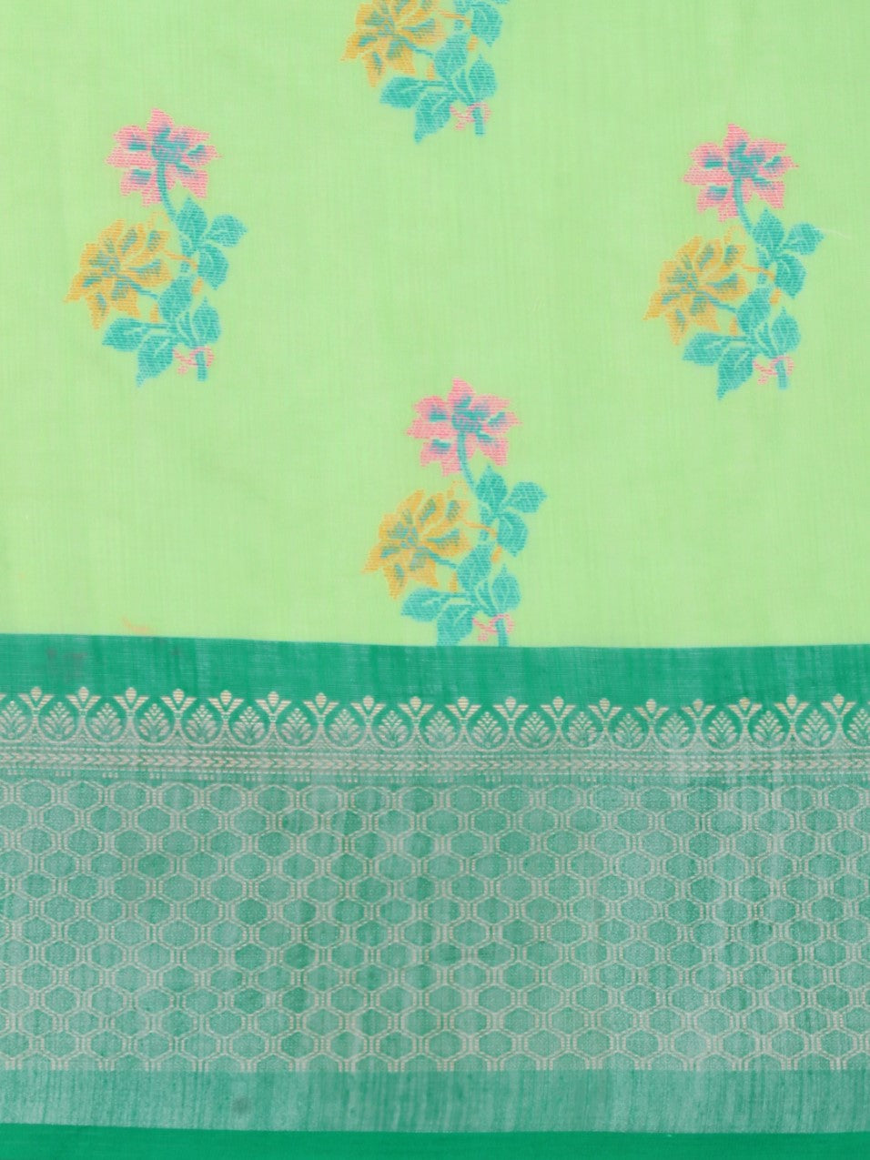 Flourious Designer Linen 7x7 Patta Saree for women with Digital Floral Print Work