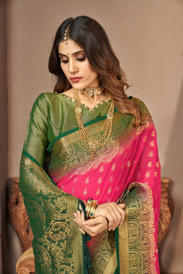 Flourious Designer Pure Georgette Saree for women with Siroski Work