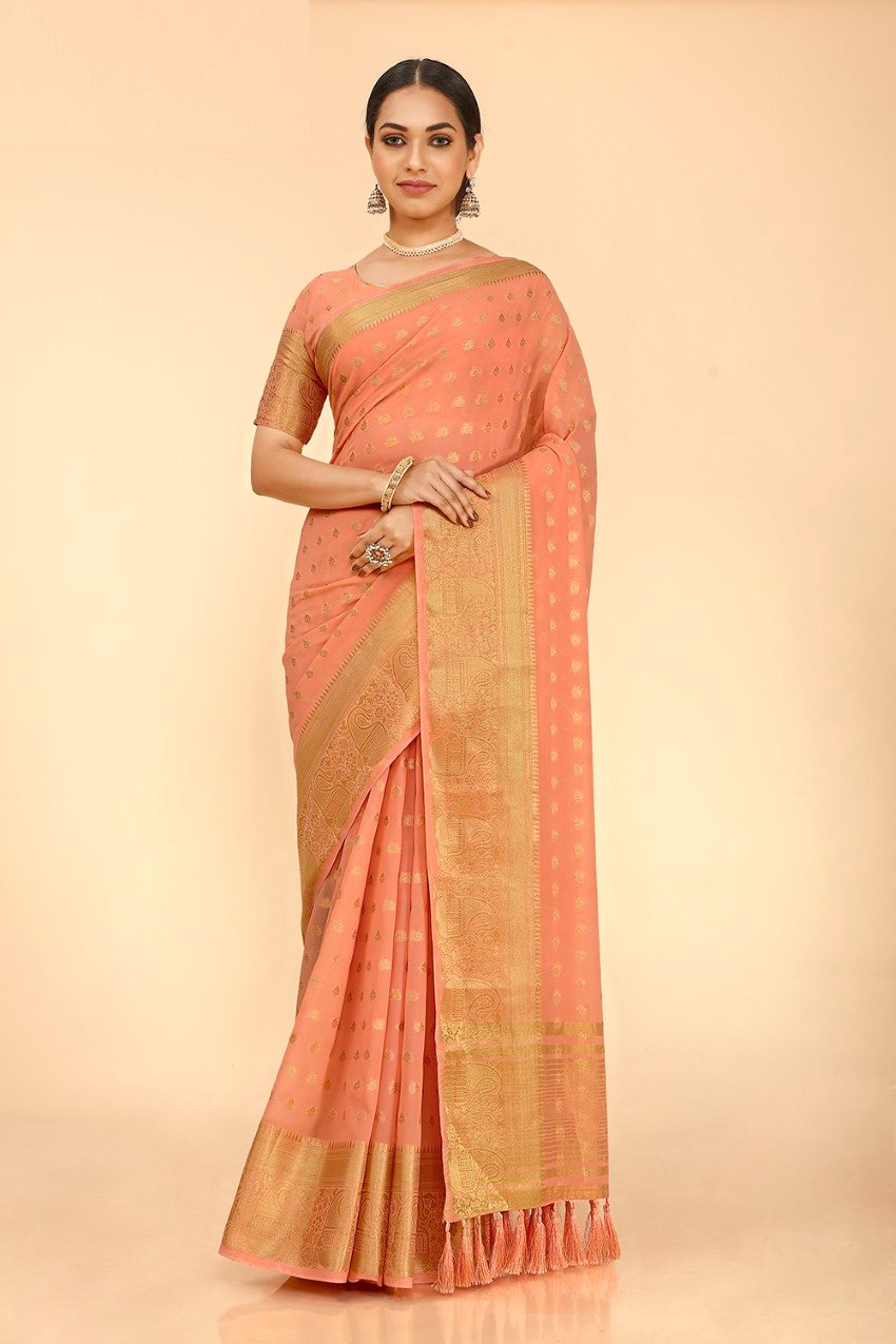 Flourious Pure Viscose Georgette Saree for Women with Blouse Piece