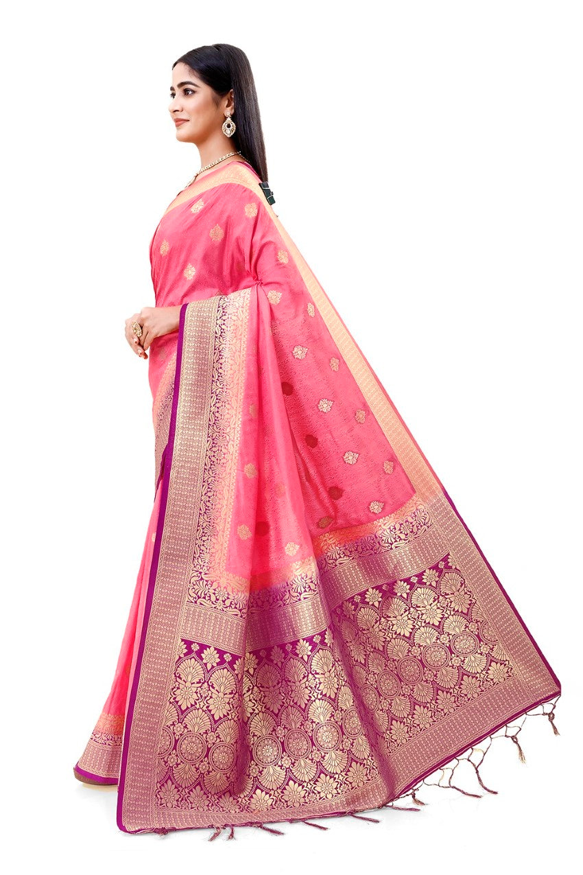 Flourious Fancy Women's Dola Silk Saree with Unstitched blouse piece