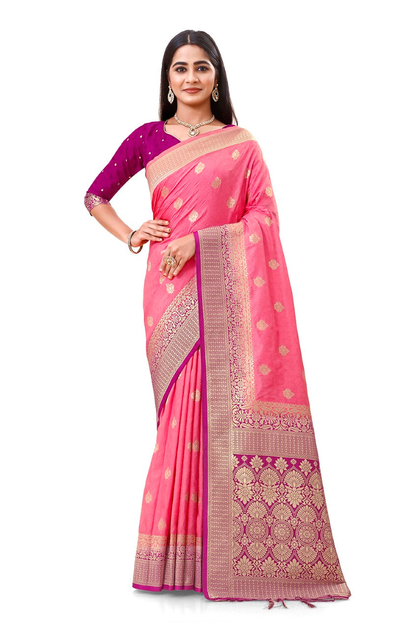 Flourious Fancy Women's Dola Silk Saree with Unstitched blouse piece