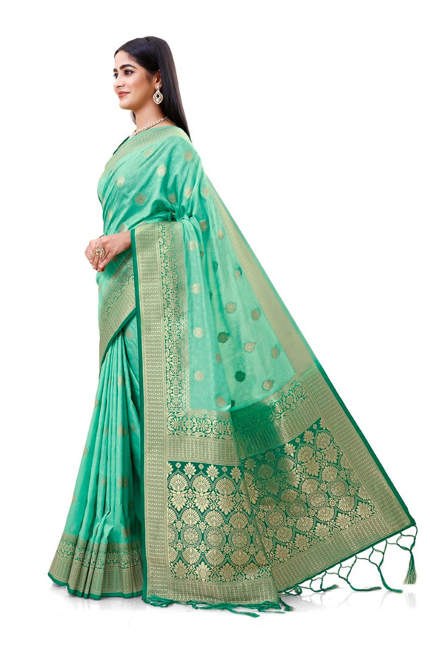 Flourious Fancy Women's Dola Silk Saree with Unstitched blouse piece