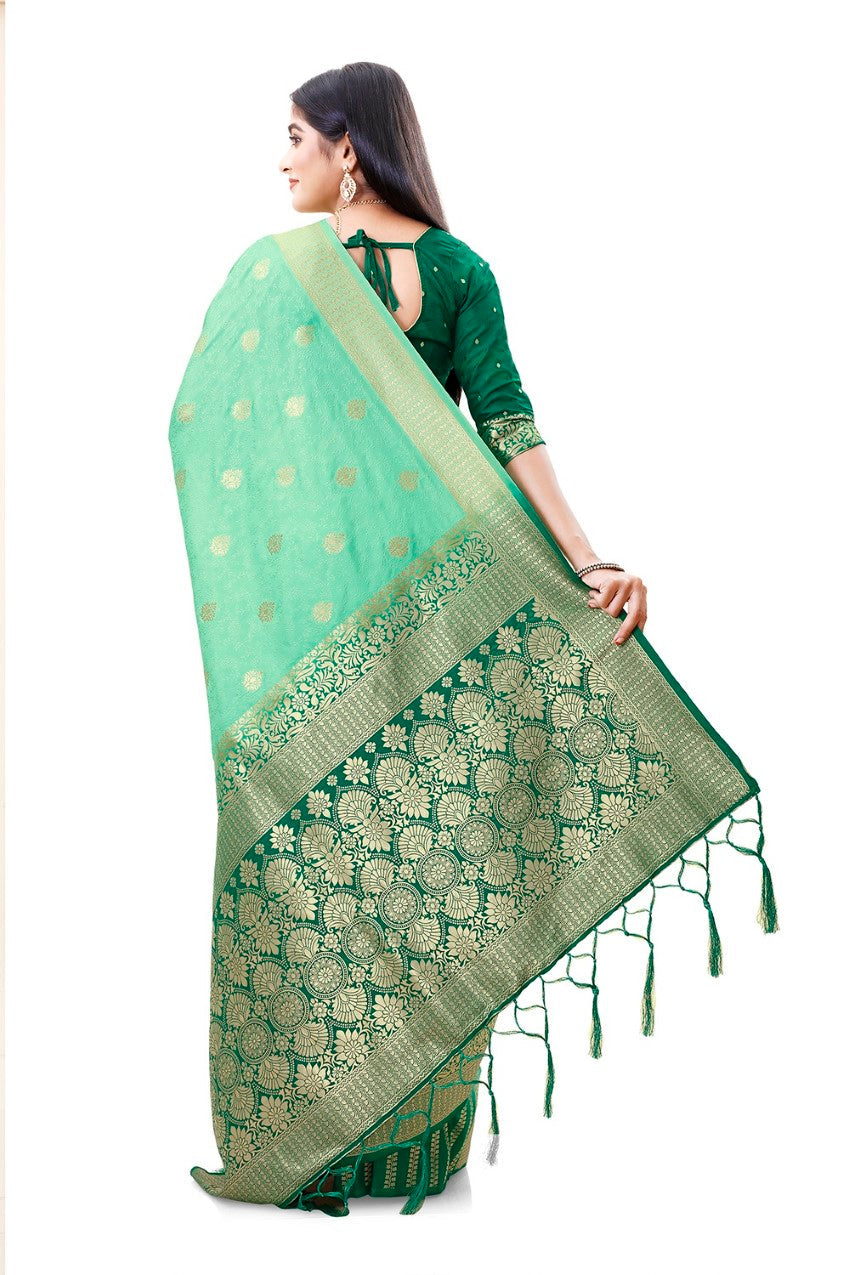 Flourious Fancy Women's Dola Silk Saree with Unstitched blouse piece