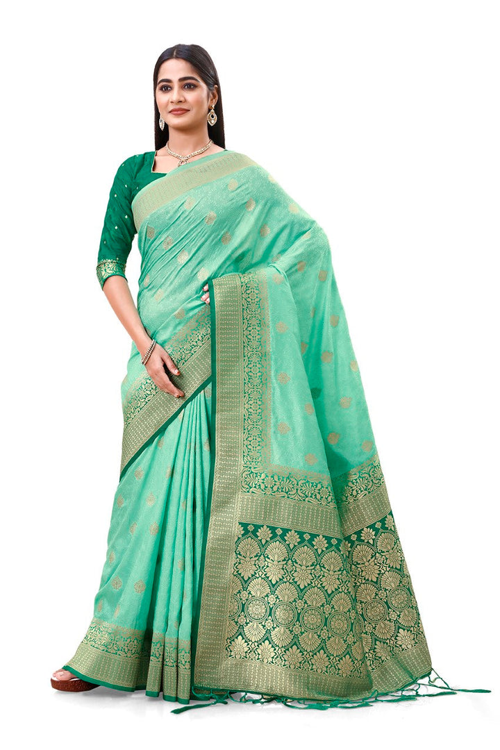 Flourious Fancy Women's Dola Silk Saree with Unstitched blouse piece