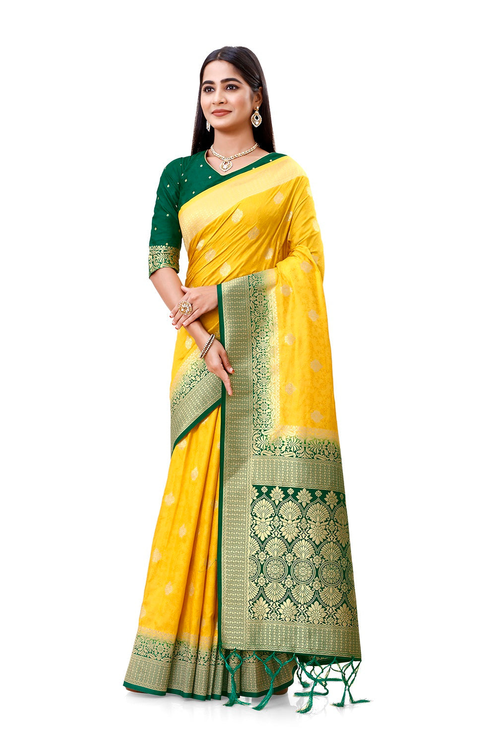 Flourious Fancy Women's Dola Silk Saree with Unstitched blouse piece