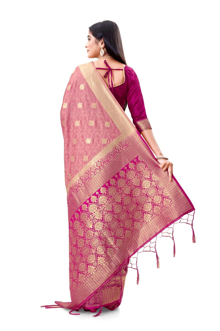 Flourious Fancy Women's Dola Silk Saree with Unstitched blouse piece