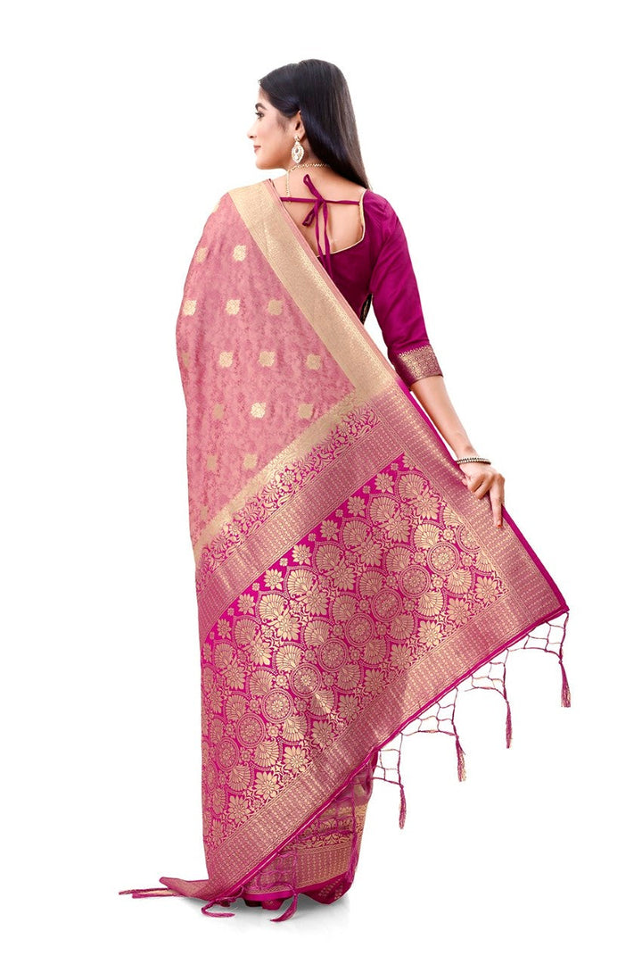 Flourious Fancy Women's Dola Silk Saree with Unstitched blouse piece