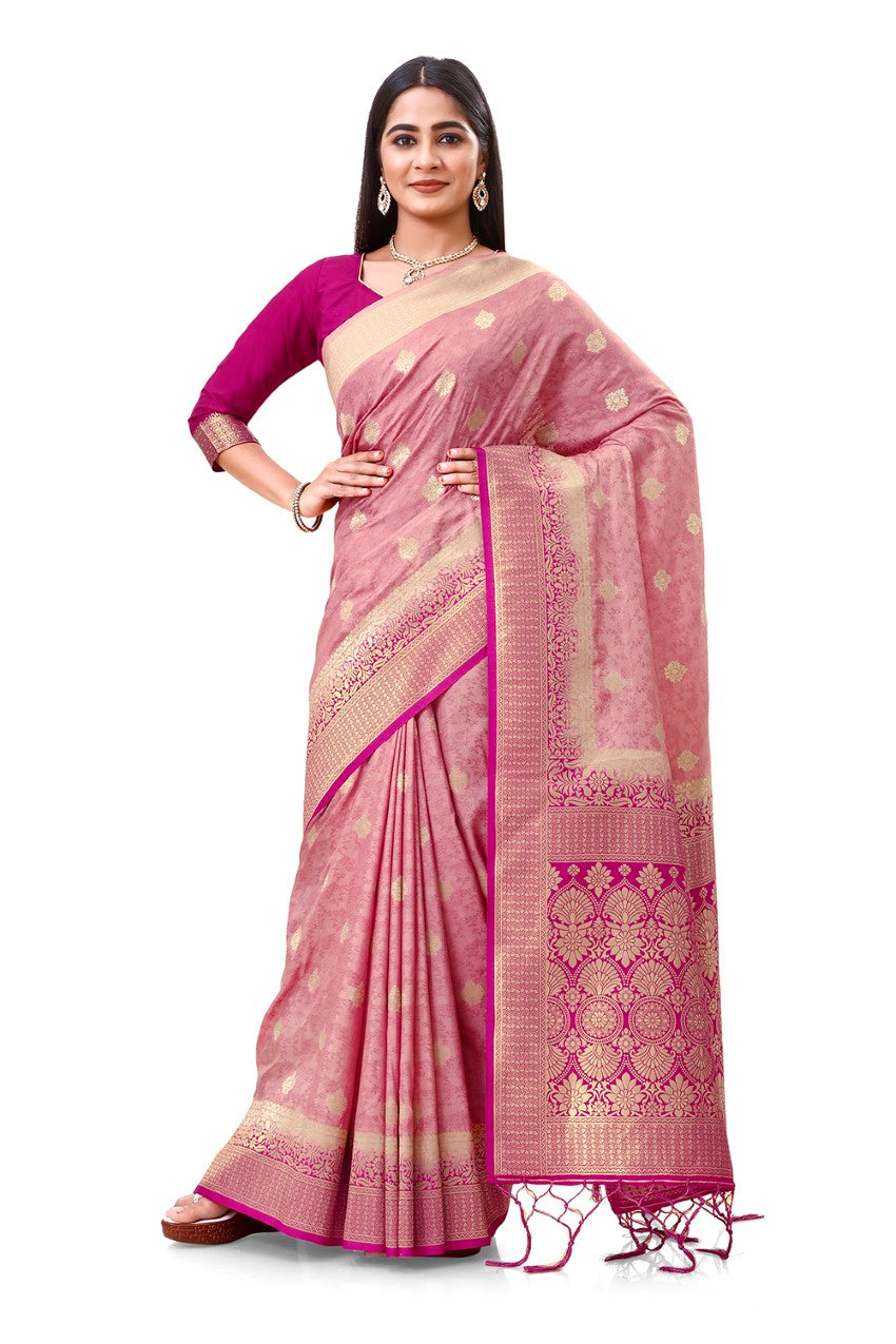 Flourious Fancy Women's Dola Silk Saree with Unstitched blouse piece